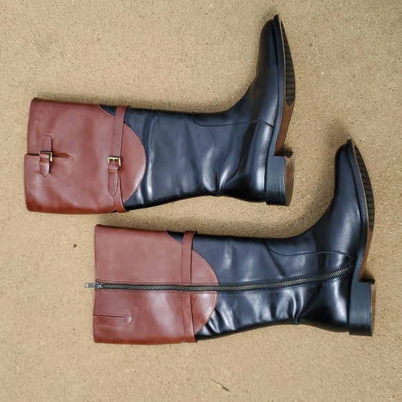 Johnston & Murphy Black & Brown Knee High Riding Boots Size 9 1/2 - Picture 3 of 10